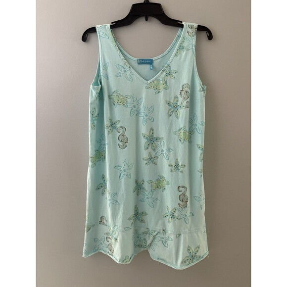 Fresh Produce Dress Size Small Blue Turtle Starfish Seahorse Beach Coverup *** - Picture 10 of 14